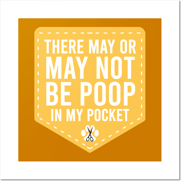 Dog Groomer Poop Pocket, Yellow and White Wall Art by Anna.Moore.Art